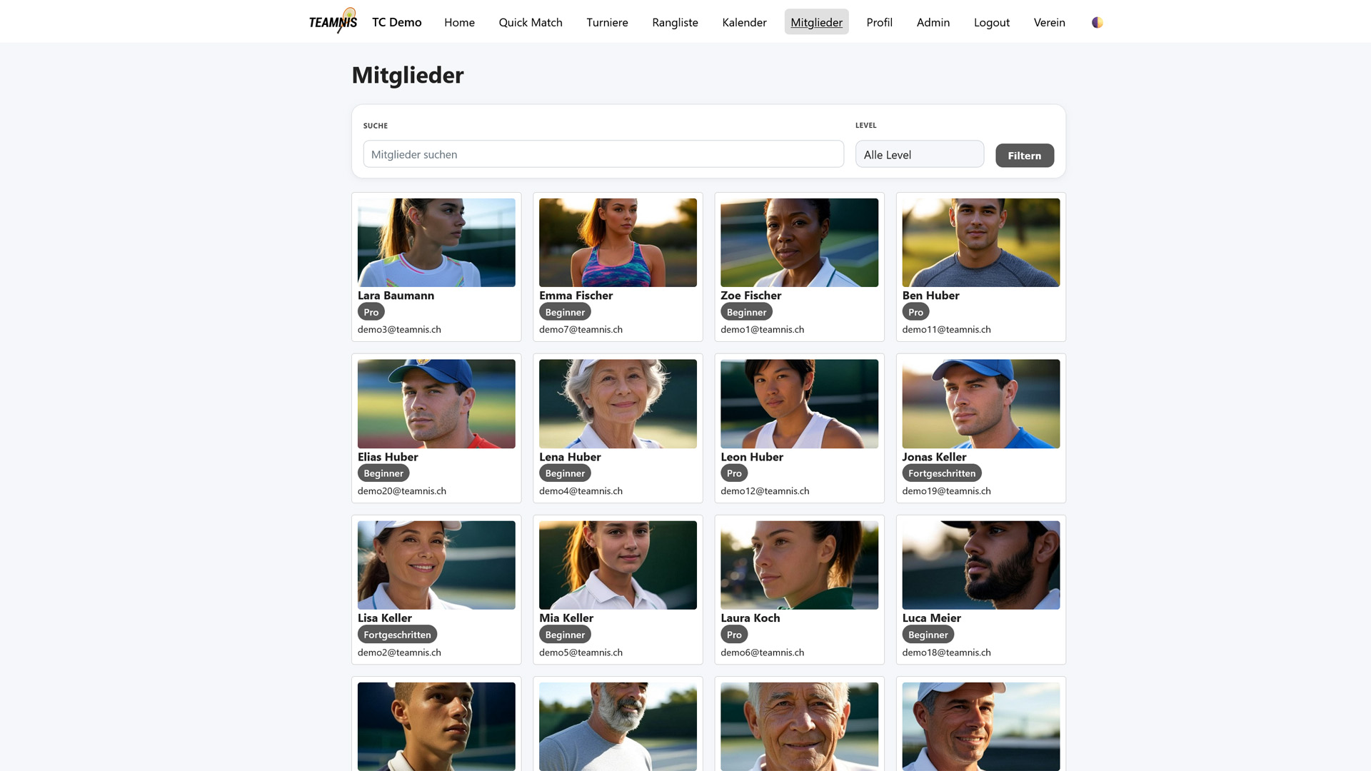 Mitglieder – Light Ansicht